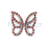Butterfly Ring Wedding Band Simulated Garnet CZ 925 Sterling Silver (15mm)