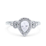 Halo Pear Engagement Ring Cubic Zirconia 925 Sterling Silver Wholesale