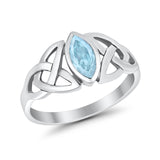 Celtic Bezel Marquise Solitaire Ring Simulated Aquamarine CZ 925 Sterling Silver