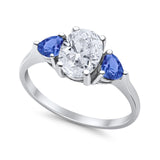 Fashion Promise Ring Oval Simulated Tanzanite CZ 925 Sterling Silver