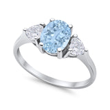 Fashion Promise Simulated Aquamarine CZ Ring 925 Sterling Silver