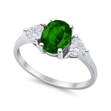 Fashion Promise Simulated Green Emerald CZ Ring 925 Sterling Silver