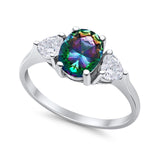 Fashion Promise Simulated Rainbow CZ Ring 925 Sterling Silver
