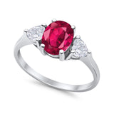Fashion Promise Simulated Ruby CZ Ring 925 Sterling Silver