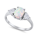 Fashion Promise Lab Created White Opal Ring 925 Sterling Silver