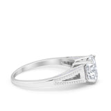 Solitaire Accent Split Shank Wedding Ring Oval Simulated CZ 925 Sterling Silver