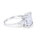 Wedding Engagement Ring Princess Cut Baguette Simulated CZ 925 Sterling Silver