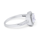 Halo Accent Engagement Ring Simulated CZ 925 Sterling Silver