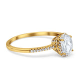 14K Yellow Gold Halo Fashion Engagement Ring Simulated Oval CZ