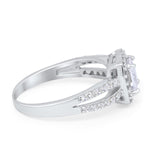Dazzling Split Shank Engagement Ring Simulated CZ 925 Sterling Silver