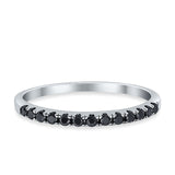 Half Eternity Wedding Band Ring Round Simulated Black CZ 925 Sterling Silver