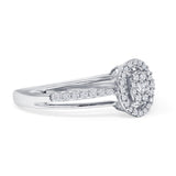 Oval Shaped Halo Cluster Diamond Wedding Ring 10K White Gold 0.25ct Wholesale