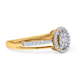 Oval Shaped Halo Cluster Diamond Wedding Ring 10K Yellow Gold 0.25ct Wholesale