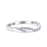 Half Eternity Criss Cross Band Wedding Ring Round Simulated CZ 925 Sterling Silver (4mm)