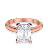 Solitaire Engagement Ring Radiant Rose Tone, Simulated CZ 925 Sterling Silver