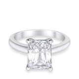 Radiant Cut Solitaire Simulated Cubic Zirconia Engagement Ring 925 Sterling Silver