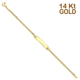 14K Yellow Gold Hollow Baby ID Bracelet Chain 6" Extension