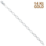 14K White Gold Light Bracelet Chain 7.25" Extension