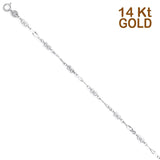 14K White Gold Light Bracelet Chain 7+1 Inch Extension