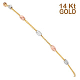14K Tri Color Gold Friendship Bracelet Chain