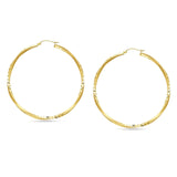 14K Yellow Gold 55mm Diamond Cut Snap Closure Hoop Earrings Wholesale