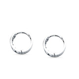 14K White Gold 10mm Round Cubic Zirconia Huggie Hoop Earrings Wholesale