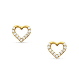 14K Yellow Gold 8mm Heart Shaped Cubic Zirconia Stud Earring Wholesale