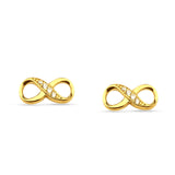 14K Yellow Gold Solid Infinity Cubic Zirconia Stud Earring Wholesale