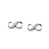 14K White Gold Solid Infinity Cubic Zirconia Stud Earring Wholesale