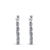 14K White Gold Infinity Twisted Design Simulated Cubic Zirconia Round Hoop Earrings