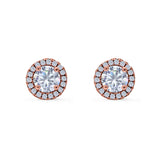 14K Rose Gold Round Wedding Stud Earrings Simulated Cubic Zirconia (8.35mm)