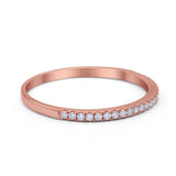 14K Rose Gold Round Half Eternity Art Deco Wedding Band Engagement Ring Simulated CZ Size 7