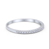 14K White Gold Round Half Eternity Art Deco Wedding Band Engagement Ring Simulated CZ Size 7