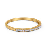 14K Yellow Gold Round Half Eternity Art Deco Wedding Band Engagement Ring Simulated CZ Size 7