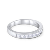 14K White Gold Art Deco Half Eternity Band Wedding Engagement Ring Simulated CZ Size 7