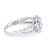 14K White Gold Dazzling Split Shank Simulated Cubic Zirconi Wedding Engagement Ring Size 7