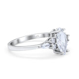 14K White Gold Vintage Style Marquise Bridal Simulated CZ Wedding Engagement Ring Size 7