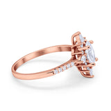 14K Rose Gold Vintage Halo Oval Simulated CZ Wedding Engagement Ring Size 7