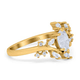 14K Yellow Gold Oval Bridal Simulated CZ Wedding Engagement Ring