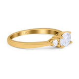 14K Yellow Gold Three Stone Oval Simulated Cubic Zirconia Wedding Engagement Ring Size 5