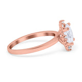 14K Rose Gold Halo Vintage Style Oval Bridal Simulated CZ Wedding Engagement Ring Size 7