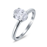 14K White Gold Cathedral Oval Bridal Simulated CZ Wedding Engagement Ring Size 7