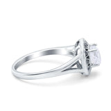 14K White Gold Celtic Halo Round Simulated Cubic Zirconi Wedding Engagement Ring Size 7