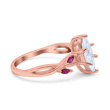 14K Rose Gold Infinity Twist Marquise Bridal Simulated CZ & Ruby Wedding Engagement Ring Size 7