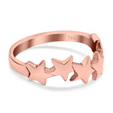 14K Rose Gold Stars Sideways Band Solid Wedding Engagement Ring Size 7