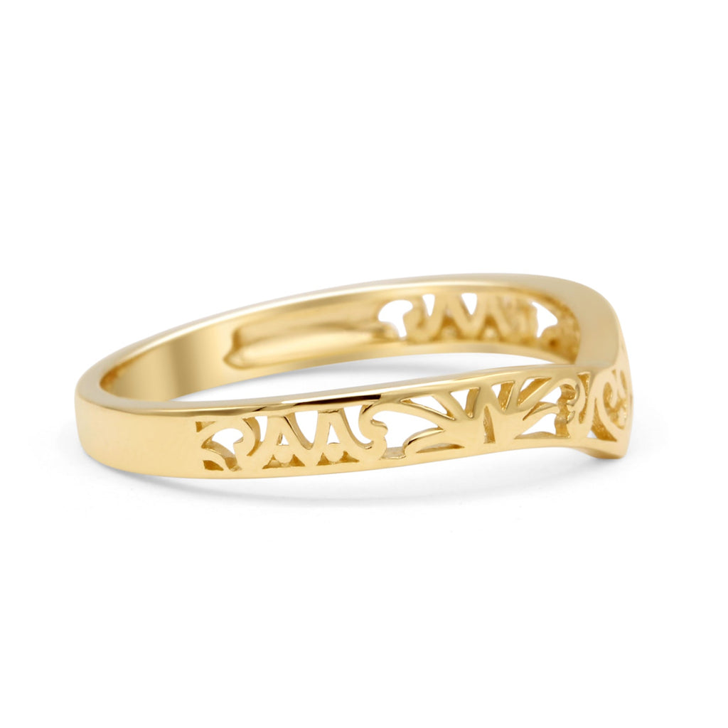 Heart Filigree Midi V Band Chevron Thumb Ring 14K Yellow Gold Wholesal