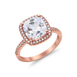 14K Rose Gold Halo Cushion Bridal Simulated CZ Wedding Engagement Ring Size 7