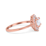 14K Rose Gold Halo Vintage Round Bridal Simulated CZ Wedding Engagement Ring Size 7