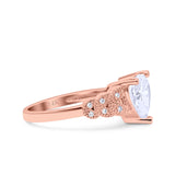 14K Rose Gold Accent Heart Promise Ring Bridal Simulated CZ Wedding Engagement Ring Size 7