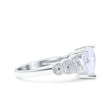 14K White Gold Accent Heart Promise Ring Bridal Simulated CZ Wedding Engagement Ring Size 7